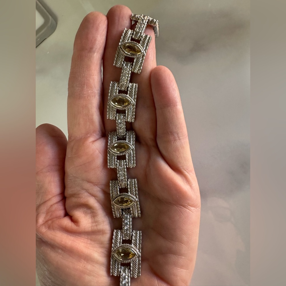 Judith Ripka SS and yellow stone bracelet size 7 3/4